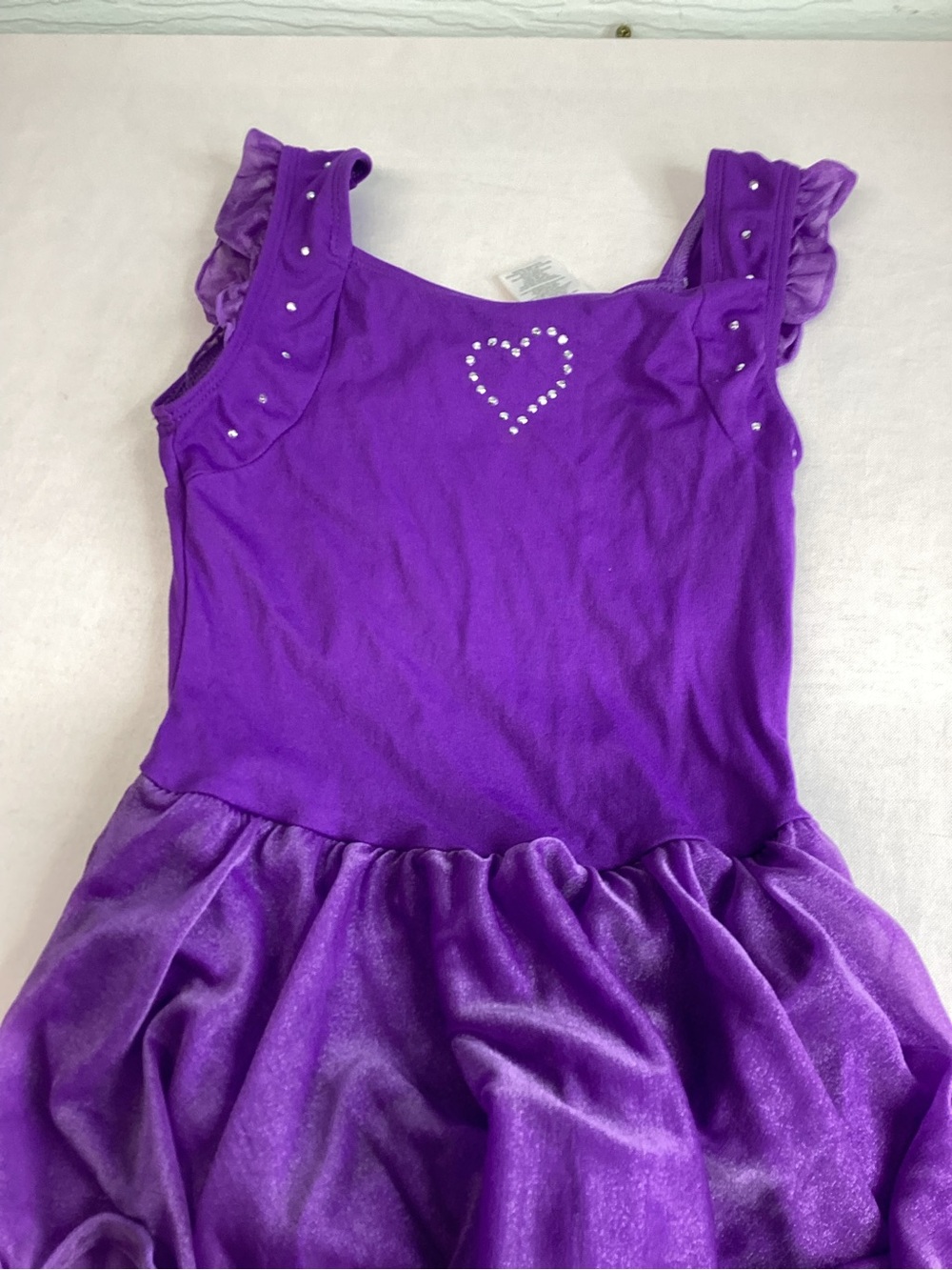 Danskin Purple Ruffle Strap Dance Dress with Heart Rhinestones.62